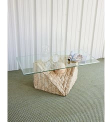 Table basse style travertin Marie-Pierre N°91- Produit chiné Debongout