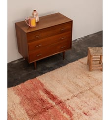 Tapis orange en laine naturelle Olivier N°20- Produit chiné Debongout