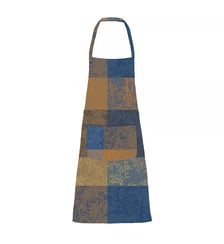 Tablier pur coton enduit 220 g/m² motif jacquard brun bleu Mille branchages crepuscule Garnier Thiebaut