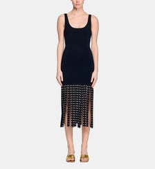 Robe longue en maille à franges Sandro