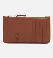 Porte Cartes Zippé Ami De Coeur En Cuir Lisse unisexe AMI Paris