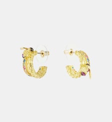 Boucles d'oreilles tiges créoles dorées abeille et pierres multicolores Les Néréides
