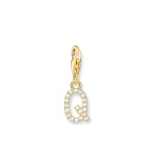 Thomas Sabo Pendentif Charm lettre Q avec pierres blanches plaqué or doré or jaune 18 carats, Argent sterling 925 Thomas Sabo