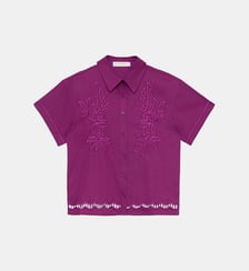 Chemisier manches courtes col chemise imprimé broderie CATHY La Petite Etoile