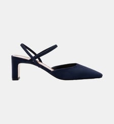 Pinto - Slingback En Cuir Chèvre Velours Marine Parallèle