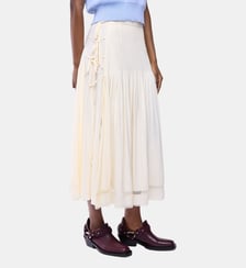 Jupe midi en crêpe de viscose avec détails nœuds sur les côtés Rabanne