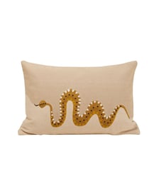 Housse De Coussin  Coton rebrodé d'un serpent en chaînette Madura
