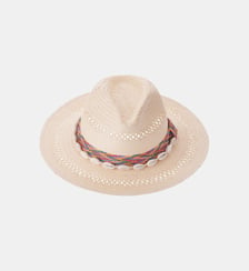 Chapeau style panama avec ruban et coquillages ZINA Wild
