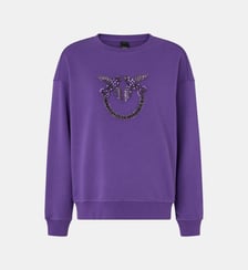 Sweat-shirt à col rond avec broderie bijou love birds Pinko