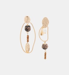 Boucles d'oreilles asymétriques noires et dorées Balaboosté