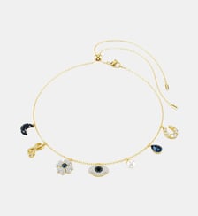 Ras-de-cou Symbolica, Perle de cristal, Lune, infini, trèfle à quatre feuilles, œil porte-bonheur et fer à cheval Swarovski