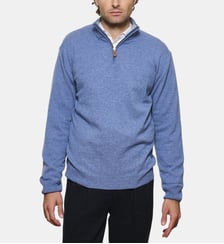 Pull bleu à col zippé en cachemire Atelier Privé