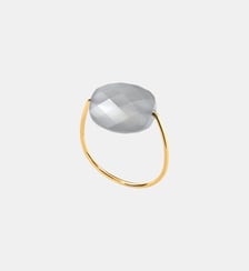 Bague or jaune coussin pierre de lune grise Morganne Bello