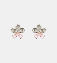 Boucles d'oreilles tiges argentées fleur de cerisier et pierres roses Les Néréides