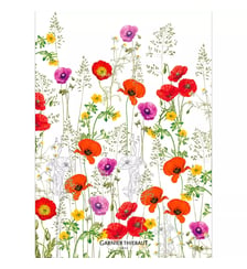 Torchon lin & coton lavé 190 g/m² imprimé rouge violet Les coquelicots violet Garnier Thiebaut
