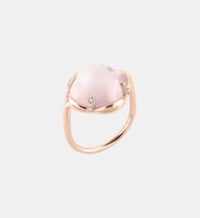 Bague, quartz rose, diamants, or rose Morganne Bello