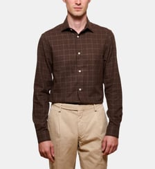 Chemise en flanelle carreaux marron coupe droite Atelier Privé