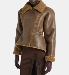 Veste à basques en peau lainée Balmain