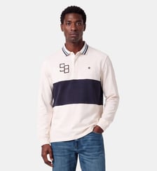 Polo de rugby manches longues bicolore broderie SB Serge Blanco