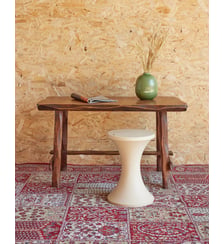 Table d'appoint brutaliste en bois Francine N°941- Produit chiné Debongout