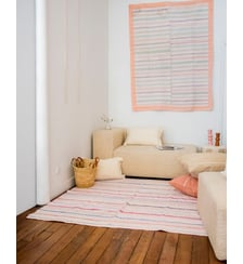 Tapis à petites rayures colorées Olivier N°127- Produit chiné Debongout