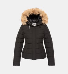 Blouson cintré à capuche bordée de fausse fourrure Schott