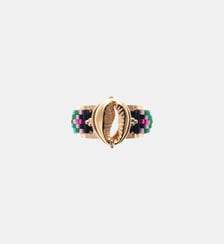 Bague réglable cabochon coquillage et perles tissées ZENITH Hipanema