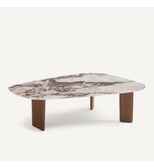 Table basse, en céramique effet marbre et plaqué noyer AM.PM