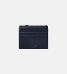 Porte-cartes zippé en cuir grainé Sandro