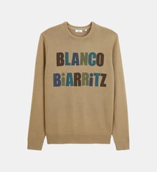 Pull Mohan jacquard BLANCO BIARRITZ col rond Serge Blanco