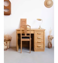 Bureau en parqueterie de chêne massif Edouard N°731- Produit chiné Debongout