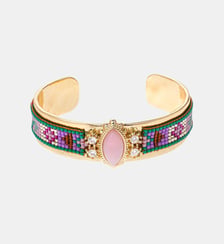 Bracelet jonc perles tissées cabochon central IZMYRE Hipanema