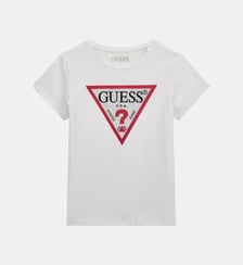 T-shirt droit en coton mélangé signature Guess