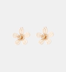 Boucles d'oreilles clips - fleurs en raphia ivoire Balaboosté