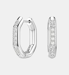 Anneaux d'oreilles Dextera, Forme octogonale, Medium, Doré à l’or 18 carats (750/1000) Swarovski