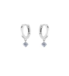 Mini Créoles 360° - 2 diamants princesse, poids total 0,20ct approx. - Or blanc 750‰ La Brune & La Blonde
