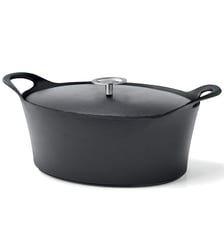 Volcan - Cocotte ovale 29cm fonte de fer émaillée noire avec couvercle Cuisinox