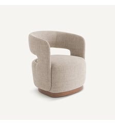 Fauteuil pivotant base noyer, tissu chiné AM.PM
