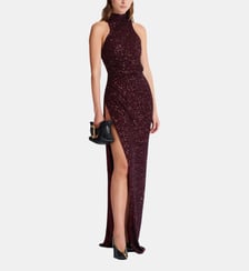 Robe longue sans manches à sequins Balmain