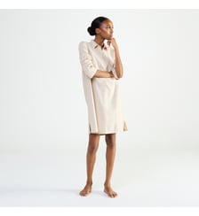 Chemise de nuit col classique en flanelle de coton, Flanelle Rayée Laurence Tavernier