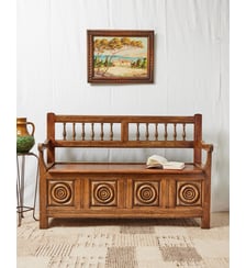 Banc en bois clair Antoine N°324- Produit chiné Debongout