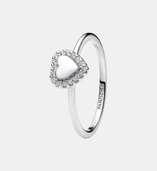 Bague Halo Cœur Gravable Pandora
