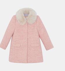 Manteau - Rosée laine tweed col imitation fourrure Tartine Et Chocolat