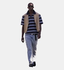 Polo droit rayé en coton signature Guess Jeans