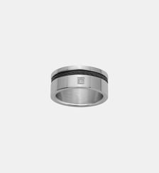 Bague Loïc en Acier 316L avec diamant blanc Phebus