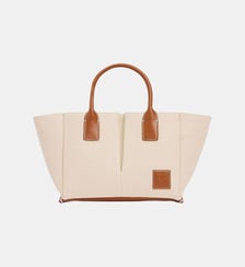 Petit sac à main Elena en toile coton et cuir grainé Le Tanneur