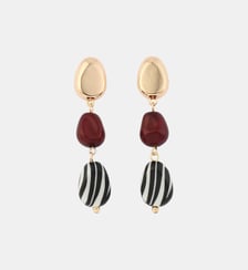 Boucles d'oreilles pendantes à galets en résine motif zèbre Balaboosté