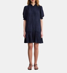 Robe droite à volants imprimé jacquard - ANJA Pablo