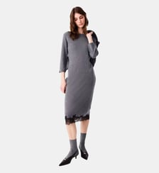 Robe avec empiècement en dentelle Maje