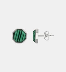 Boucles d'oreilles clous Mason en Acier 316L avec malachite vert Phebus